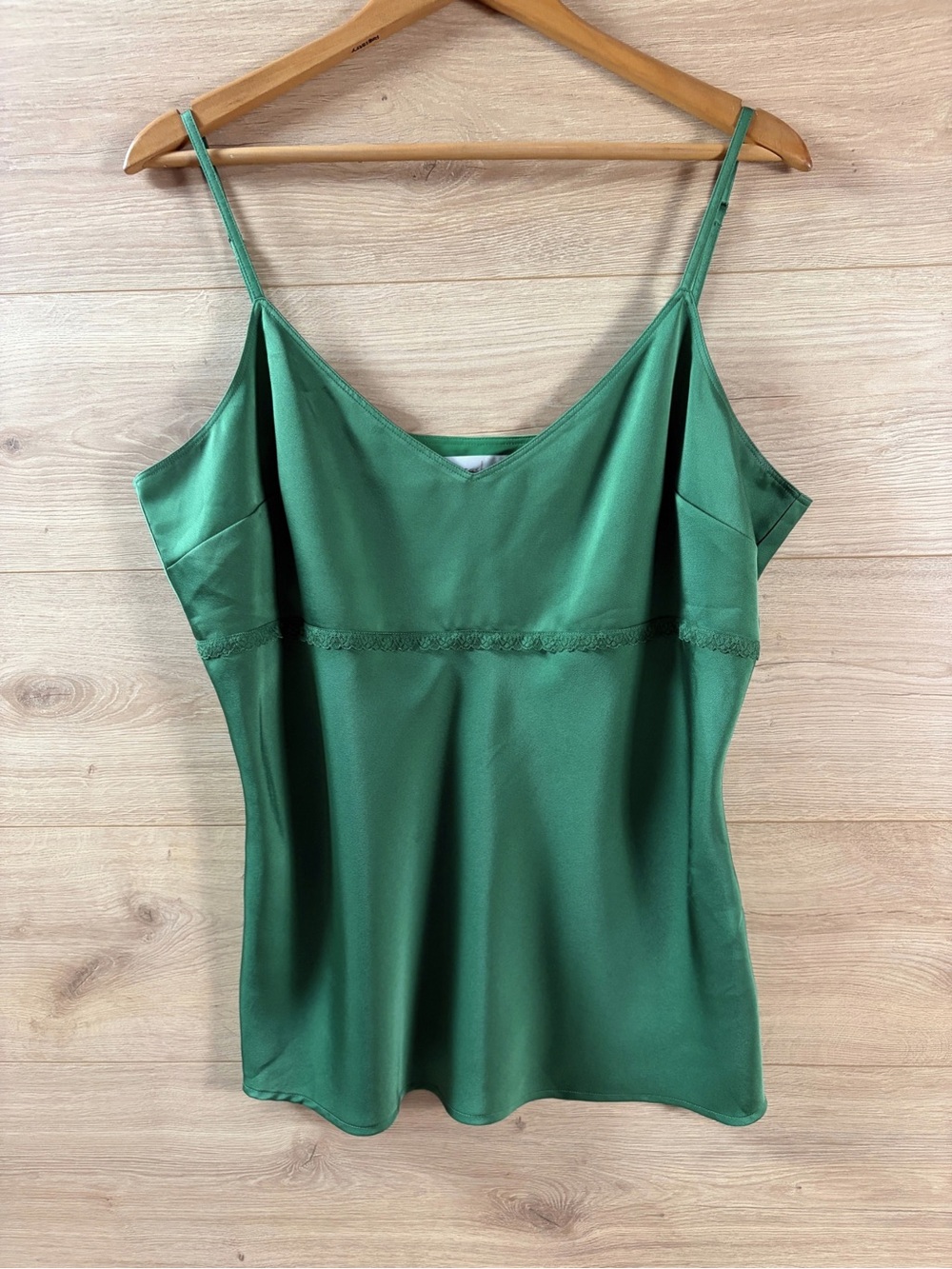 Caslon 90s Style Silky Green Satin Lace Cami Tank Top Whimsigoth Grunge XL